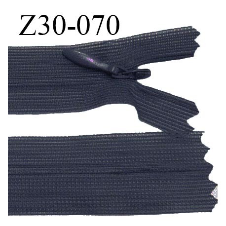 Fermeture zip 30 cm non séparable couleur bleu anthracite largeur 2.5 cm zip nylon invisible longueur 30 cm prix à l'unité