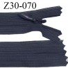 Fermeture zip 30 cm non séparable couleur bleu anthracite largeur 2.5 cm zip nylon invisible longueur 30 cm prix à l'unité