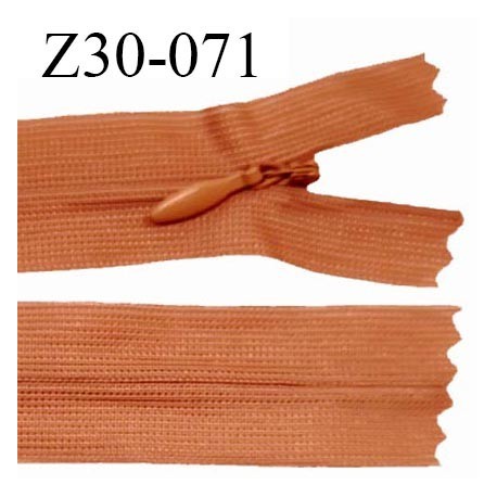 Fermeture zip 30 cm non séparable couleur orange largeur 2.5 cm zip nylon invisible longueur 30 cm largeur 5 mm prix à l'unité