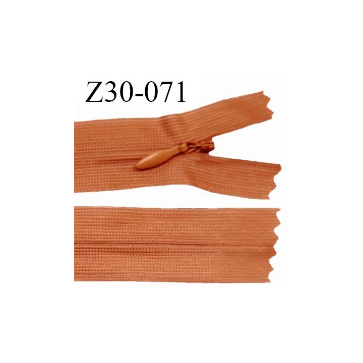 Fermeture zip 30 cm non séparable couleur orange largeur 2.5 cm zip nylon invisible longueur 30 cm largeur 5 mm prix à l'unité