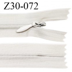 Fermeture zip 30 cm non séparable couleur gris clair largeur 2.5 cm zip nylon invisible longueur 30 cm prix à l'unité