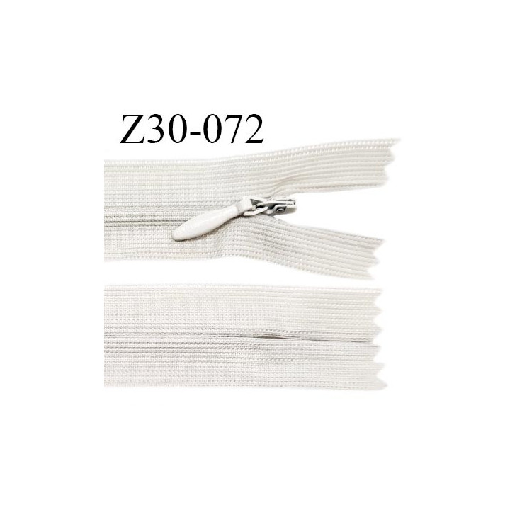 Fermeture zip 30 cm non séparable couleur gris clair largeur 2.5 cm zip nylon invisible longueur 30 cm prix à l'unité