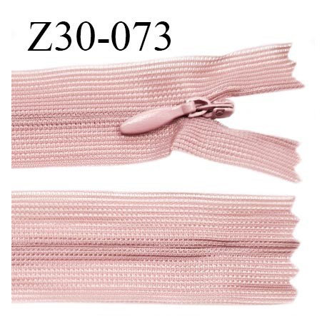 Fermeture zip 30 cm non séparable couleur vieux rose largeur 2.5 cm zip nylon invisible longueur 30 cm prix à l'unité