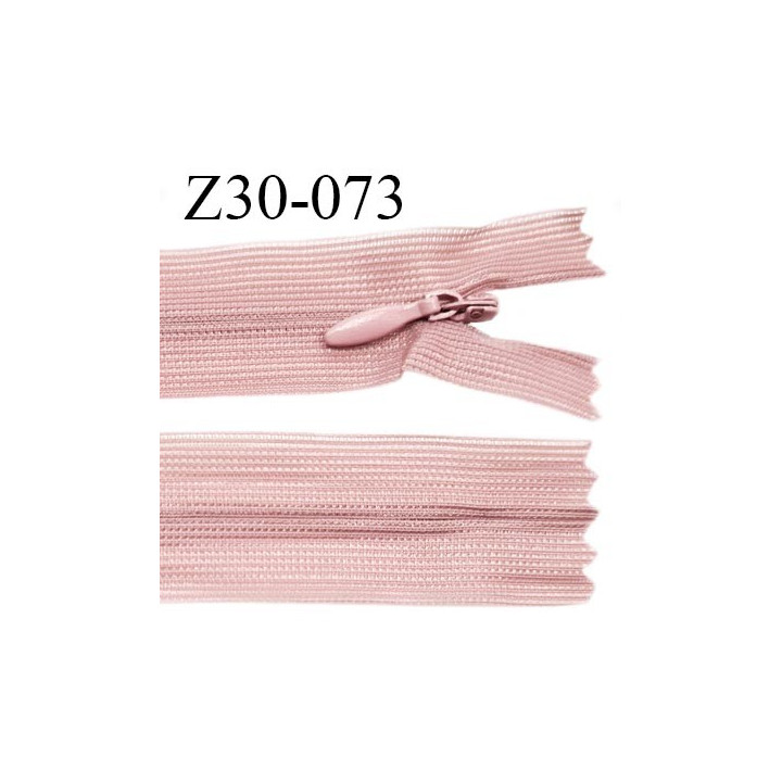 Fermeture zip 30 cm non séparable couleur vieux rose largeur 2.5 cm zip nylon invisible longueur 30 cm prix à l'unité