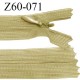 Fermeture zip 60 cm couleur vert caca d'oie non séparable avec glissière nylon largeur 2.5 cm prix à l'unité