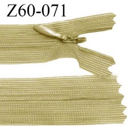 Fermeture zip 60 cm couleur vert caca d'oie non séparable avec glissière nylon largeur 2.5 cm prix à l'unité