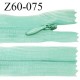 Fermeture zip 60 cm couleur vert non séparable avec glissière nylon largeur 2.5 cm largeur de la glissière 5 mm prix à l'unité