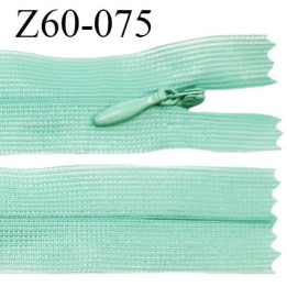 Fermeture zip 60 cm couleur vert non séparable avec glissière nylon largeur 2.5 cm largeur de la glissière 5 mm prix à l'unité