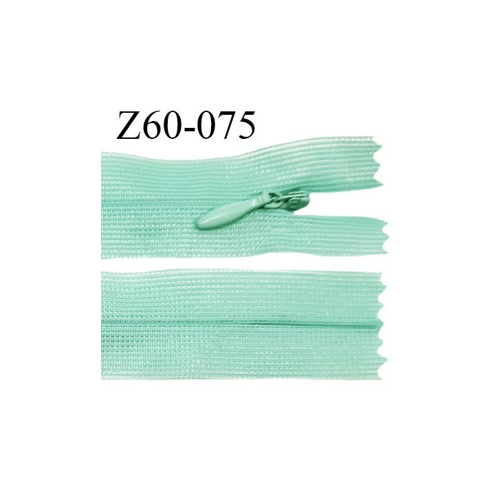 Fermeture zip 60 cm couleur vert non séparable avec glissière nylon largeur 2.5 cm largeur de la glissière 5 mm prix à l'unité