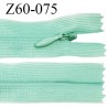 Fermeture zip 60 cm couleur vert non séparable avec glissière nylon largeur 2.5 cm largeur de la glissière 5 mm prix à l'unité