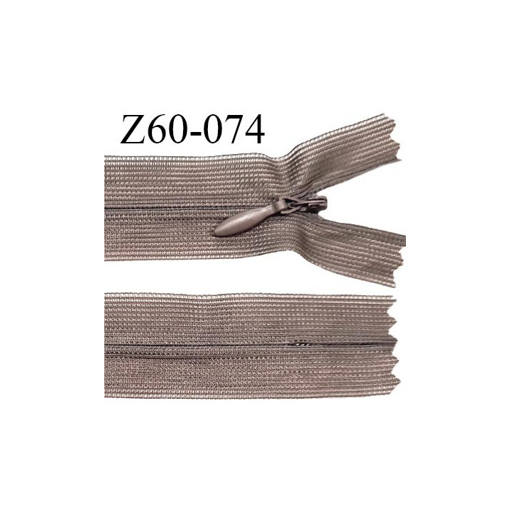 Fermeture zip 60 cm couleur marron non séparable avec glissière nylon largeur 2.5 cm largeur de la glissière 5 mm prix à l'unité