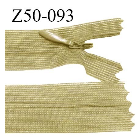 Fermeture zip 50 cm non séparable couleur vert caca d'oie zip glissière nylon invisible longueur 50 cm prix à l'unité