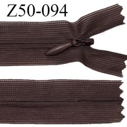 Fermeture zip 50 cm non séparable couleur chocolat zip glissière nylon invisible longueur 50 cm prix à l'unité