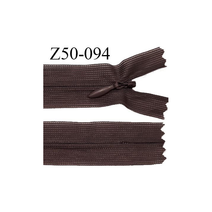 Fermeture zip 50 cm non séparable couleur chocolat zip glissière nylon invisible longueur 50 cm prix à l'unité