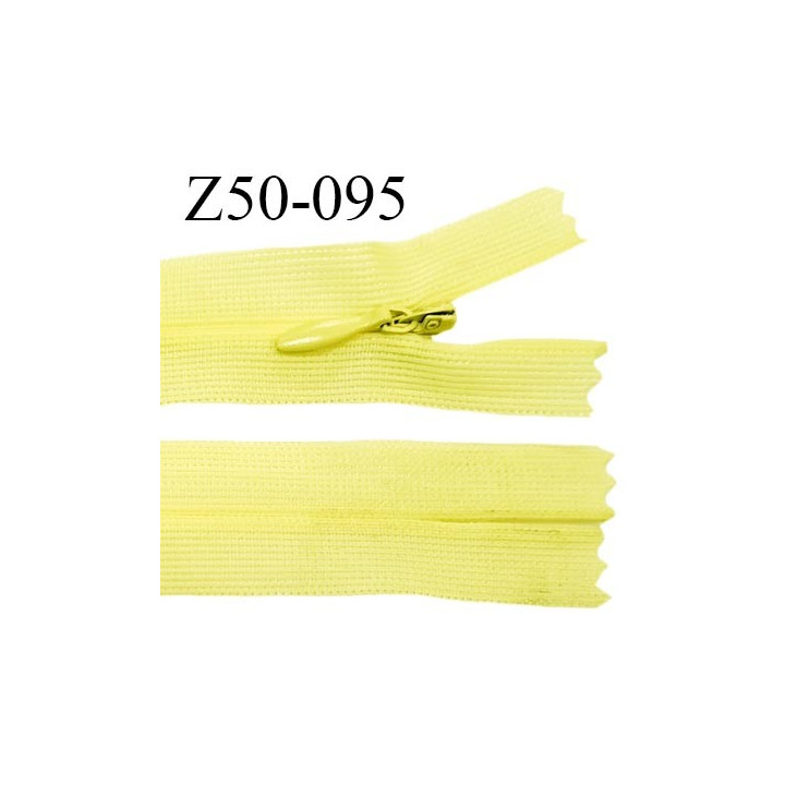Fermeture zip 50 cm non séparable couleur jaune zip glissière nylon invisible largeur 5 mm longueur 50 cm prix à l'unité
