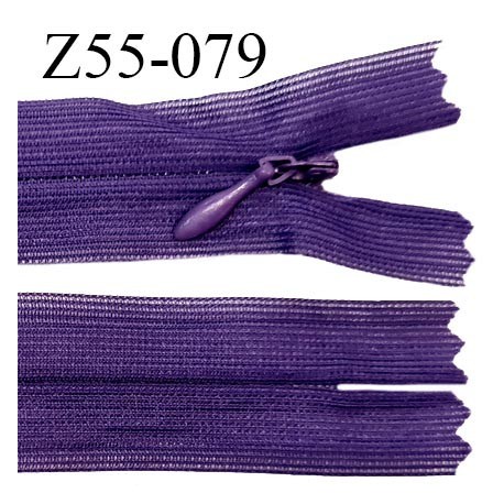Fermeture zip 55 cm non séparable couleur violet zip glissière nylon invisible largeur 5 mm longueur 55 cm prix à l'unité