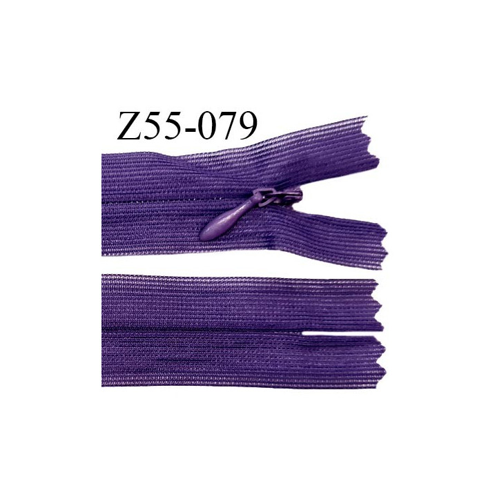 Fermeture zip 55 cm non séparable couleur violet zip glissière nylon invisible largeur 5 mm longueur 55 cm prix à l'unité