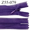 Fermeture zip 55 cm non séparable couleur violet zip glissière nylon invisible largeur 5 mm longueur 55 cm prix à l'unité