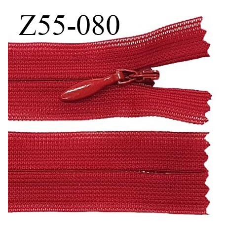 Fermeture zip 55 cm non séparable couleur rouge zip glissière nylon invisible largeur 5 mm longueur 55 cm prix à l'unité