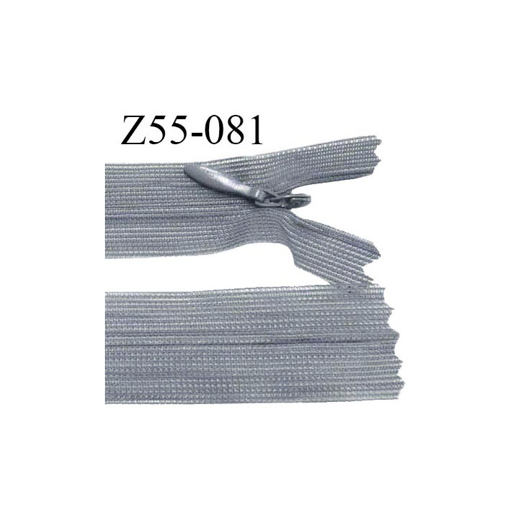 Fermeture zip 55 cm non séparable couleur gris zip glissière nylon invisible largeur 5 mm longueur 55 cm prix à l'unité