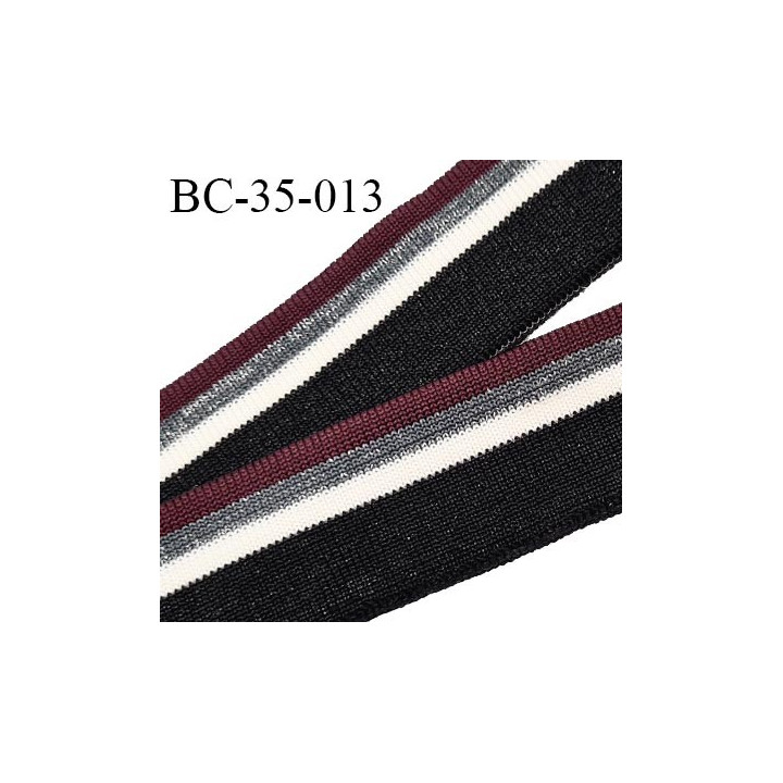 Bord-Côte 35 mm bord cote jersey maille synthétique couleur noir blanc bordeaux et argenté prix à la pièce