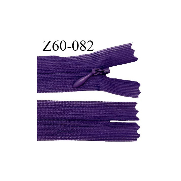 Fermeture zip 60 cm couleur violet non séparable avec glissière nylon largeur 2.5 cm largeur de la glissière 5 mm prix à l'unité