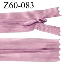 Fermeture zip 60 cm couleur vieux rose non séparable avec glissière nylon largeur 2.5 cm prix à l'unité