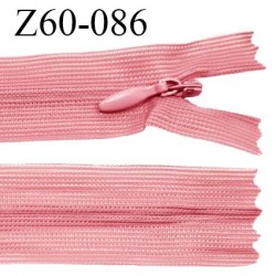Fermeture zip 60 cm couleur rose non séparable avec glissière nylon largeur 2.5 cm largeur de la glissière 5 mm prix à l'unité