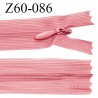 Fermeture zip 60 cm couleur rose non séparable avec glissière nylon largeur 2.5 cm largeur de la glissière 5 mm prix à l'unité