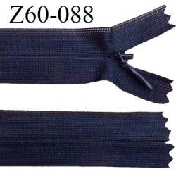 Fermeture zip 60 cm couleur bleu marine non séparable avec glissière nylon largeur 2.5 cm prix à l'unité