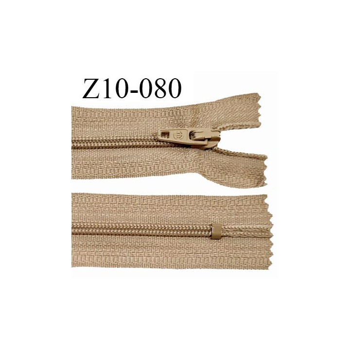 Fermeture zip 10 cm couleur marron clair non séparable largeur 2.5 cm glissière nylon largeur 4 mm longueur 10 cm prix à l'unité