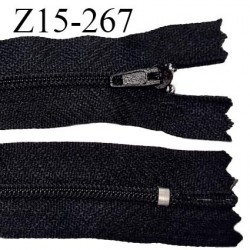 Fermeture zip 15 cm couleur noir non séparable largeur 2.5 cm glissière nylon largeur 4 mm longueur 15 cm prix à l'unité