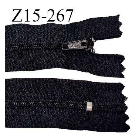 Fermeture zip 15 cm couleur noir non séparable largeur 2.5 cm glissière nylon largeur 4 mm longueur 15 cm prix à l'unité