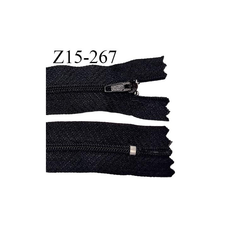 Fermeture zip 15 cm couleur noir non séparable largeur 2.5 cm glissière nylon largeur 4 mm longueur 15 cm prix à l'unité
