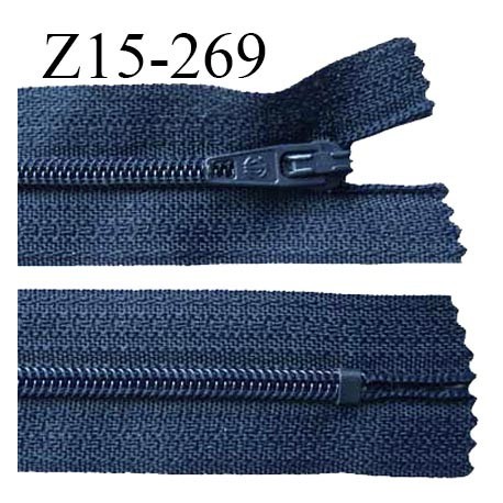 Fermeture zip 15 cm couleur bleu cyprès non séparable largeur 2.5 cm glissière nylon largeur 4 mm longueur 15 cm prix à l'unité