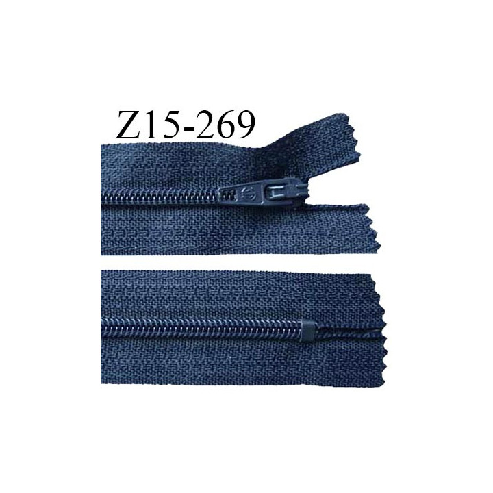 Fermeture zip 15 cm couleur bleu cyprès non séparable largeur 2.5 cm glissière nylon largeur 4 mm longueur 15 cm prix à l'unité