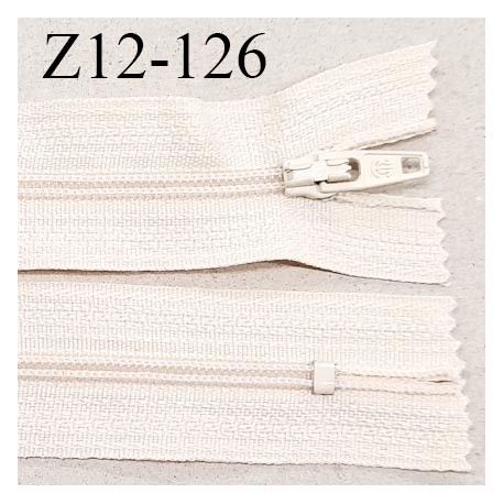 Fermeture zip 12 cm non séparable couleur écru largeur 2.5 cm zip nylon longueur 12 cm largeur 4 mm prix à la pièce