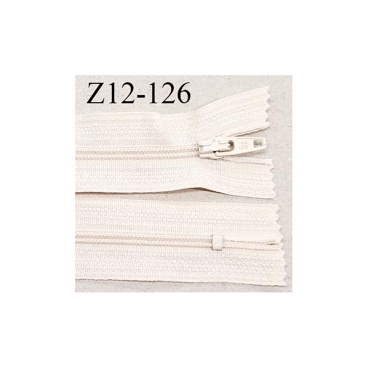 Fermeture zip 12 cm non séparable couleur écru largeur 2.5 cm zip nylon longueur 12 cm largeur 4 mm prix à la pièce