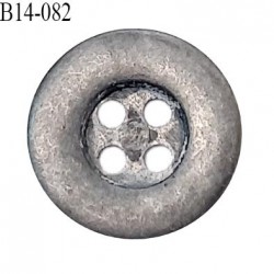 Bouton 14 mm métal couleur chrome vieilli 4 trous diamètre 14 mm épaisseur 2 mm prix à la pièce