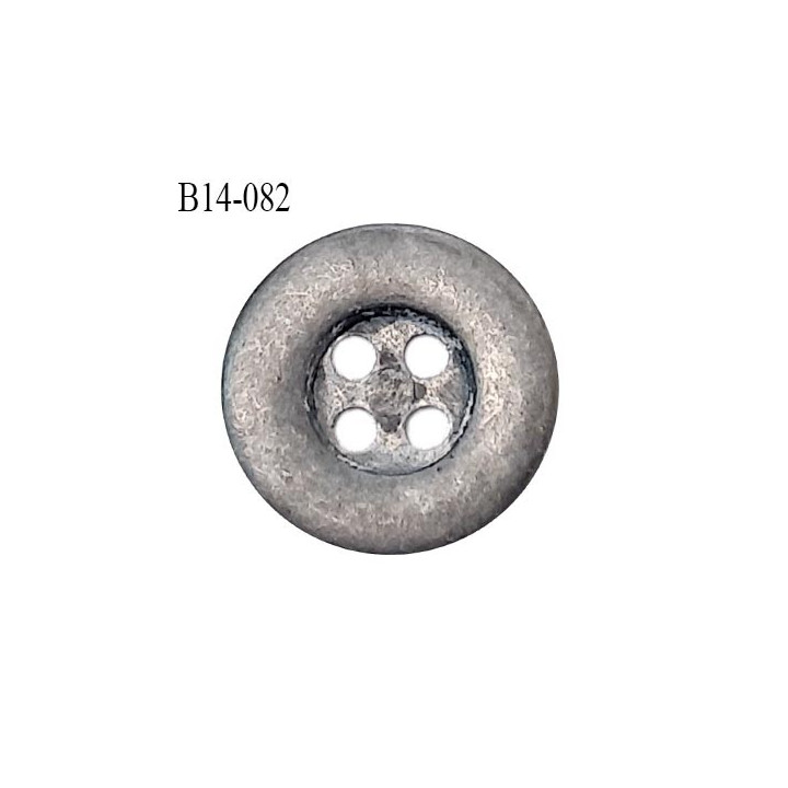 Bouton 14 mm métal couleur chrome vieilli 4 trous diamètre 14 mm épaisseur 2 mm prix à la pièce