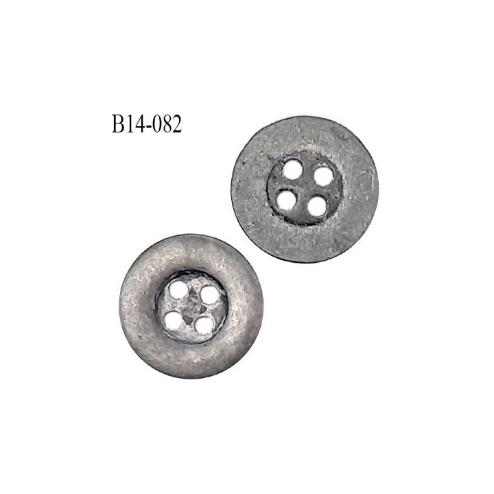 Bouton 14 mm métal couleur chrome vieilli 4 trous diamètre 14 mm épaisseur 2 mm prix à la pièce