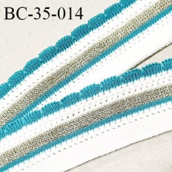 Bord-Côte 35 mm bord cote jersey maille synthétique couleur blanc bleu turquoise et doré light prix à la pièce