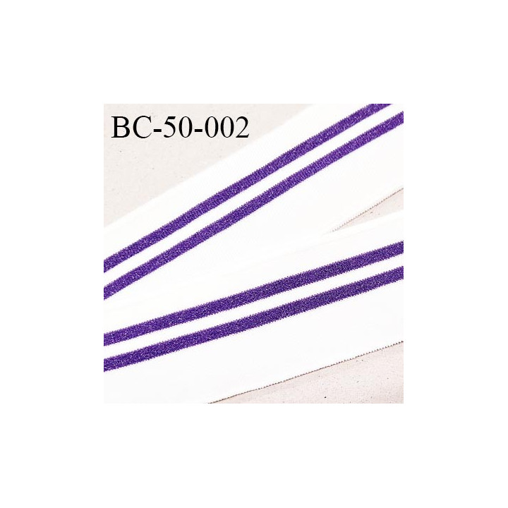 Bord-Côte 50 mm bord cote jersey maille synthétique couleur naturel et violet pailleté prix à la pièce