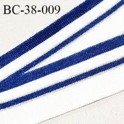 Bord-Côte 38 mm bord cote jersey maille synthétique couleur blanc argenté et bleu pailleté prix à la pièce