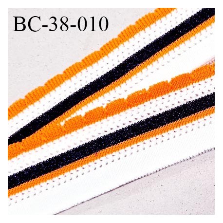 Bord-Côte 38 mm bord cote jersey maille synthétique couleur blanc orange fluo et bleu pailleté prix à la pièce