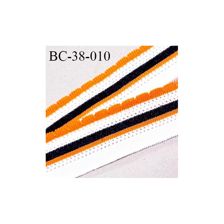 Bord-Côte 38 mm bord cote jersey maille synthétique couleur blanc orange fluo et bleu pailleté prix à la pièce