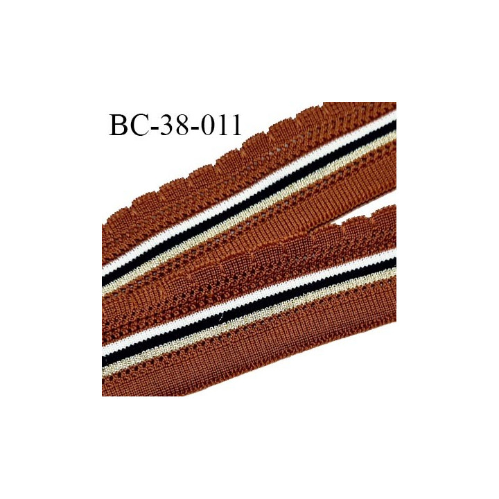 Bord-Côte 38 mm bord cote jersey maille synthétique couleur rouille noir blanc et doré pailleté prix à la pièce