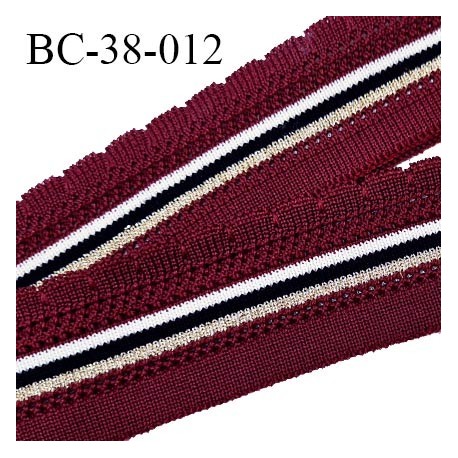 Bord-Côte 38 mm bord cote jersey maille synthétique couleur bordeaux noir blanc et doré pailleté prix à la pièce