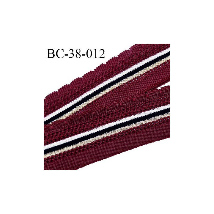 Bord-Côte 38 mm bord cote jersey maille synthétique couleur bordeaux noir blanc et doré pailleté prix à la pièce