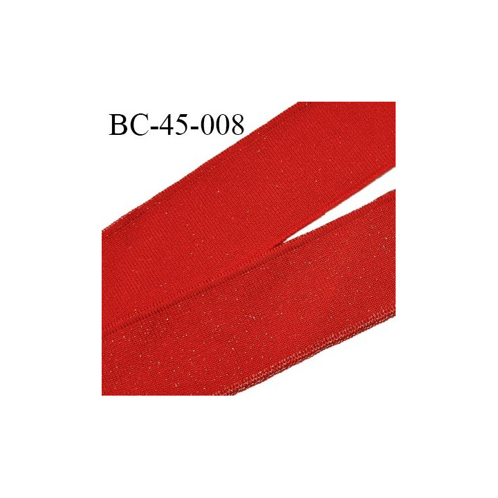 Bord-Côte 45 mm bord cote jersey maille synthétique couleur rouge et doré largeur 4.5 cm longueur 120 cm prix à la pièce